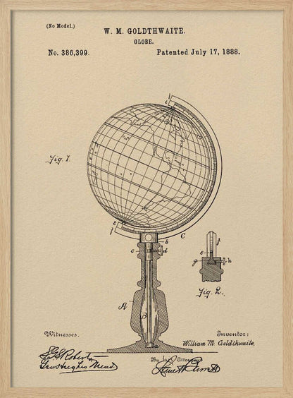 Globe Patent 1888 - Poster / Art Print