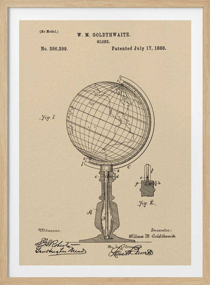 Globe Patent 1888 - Poster / Art Print