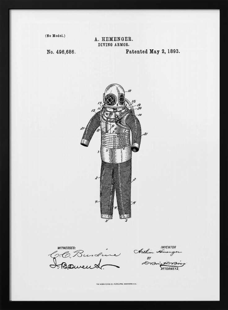 Diving Armor Patent 1893 - Poster / Art Print