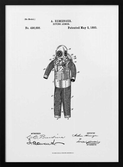 Diving Armor Patent 1893 - Poster / Art Print