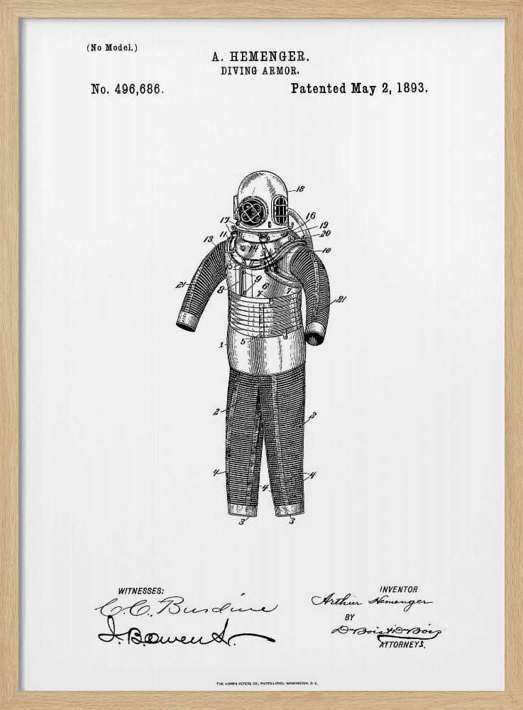 Diving Armor Patent 1893 - Poster / Art Print