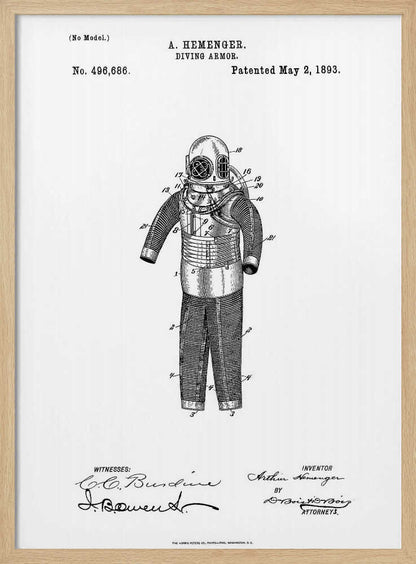Diving Armor Patent 1893 - Poster / Art Print