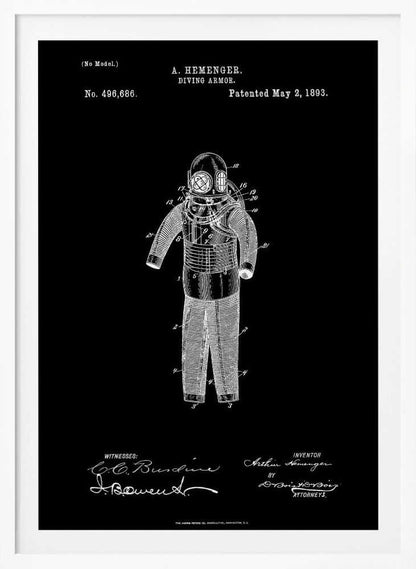 Diving Armor Patent 1893 - Poster / Art Print