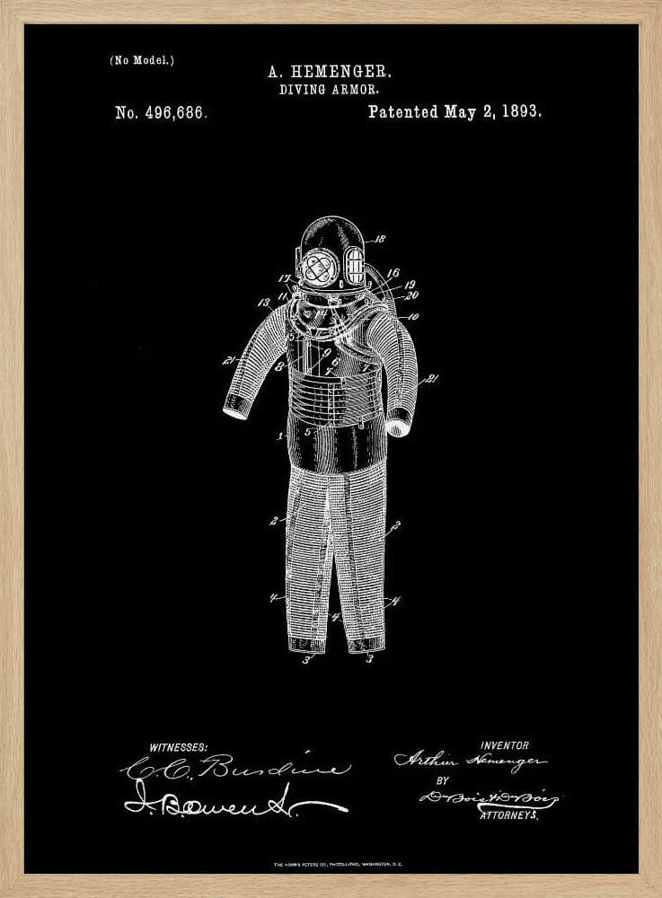 Diving Armor Patent 1893 - Poster / Art Print
