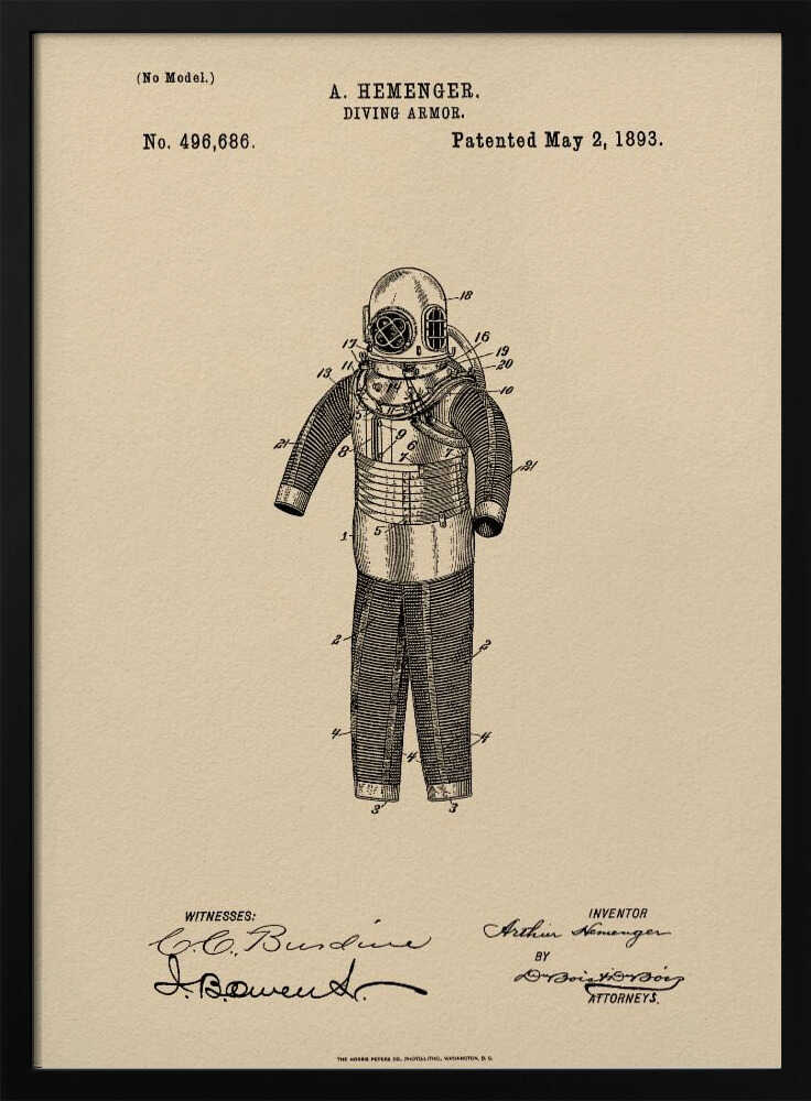 Diving Armor Patent 1893 - Poster / Art Print