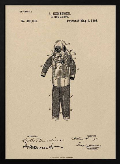 Diving Armor Patent 1893 - Poster / Art Print