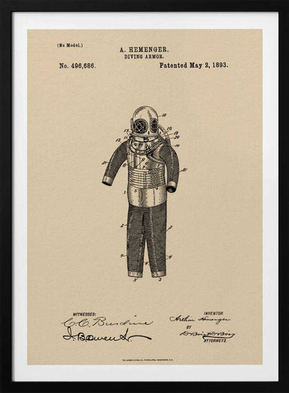 Diving Armor Patent 1893 - Poster / Art Print
