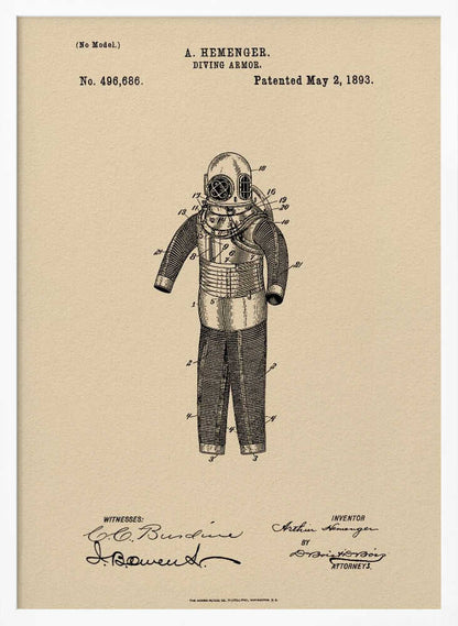 Diving Armor Patent 1893 - Poster / Art Print