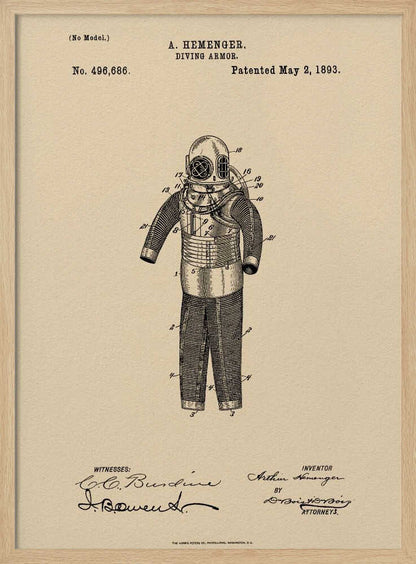 Diving Armor Patent 1893 - Poster / Art Print