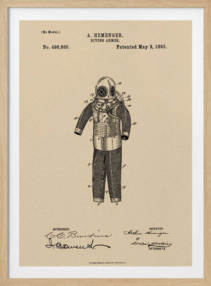 Diving Armor Patent 1893 - Poster / Art Print