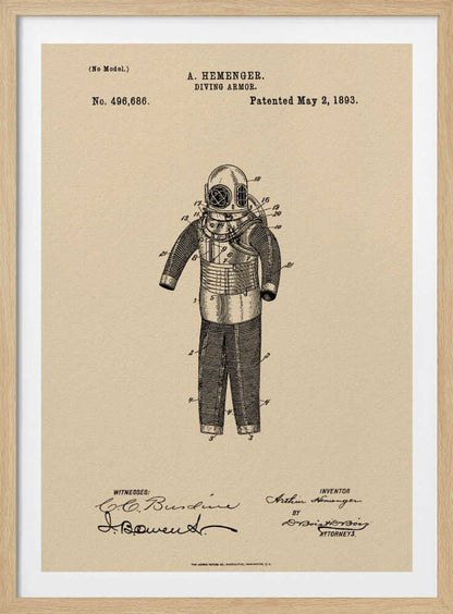 Diving Armor Patent 1893 - Poster / Art Print