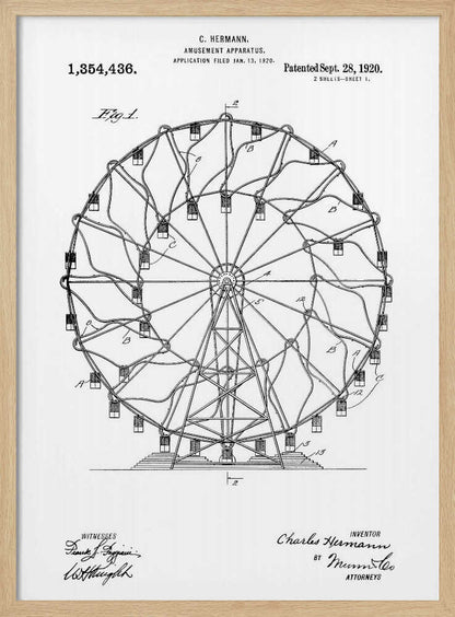 Amusement Apparatus Patent 1920 - Poster / Art Print