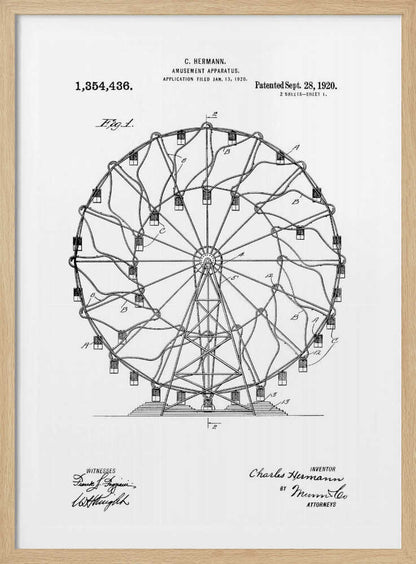 Amusement Apparatus Patent 1920 - Poster / Art Print