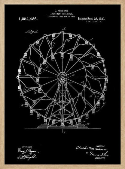 Amusement Apparatus Patent 1920 - Poster / Art Print