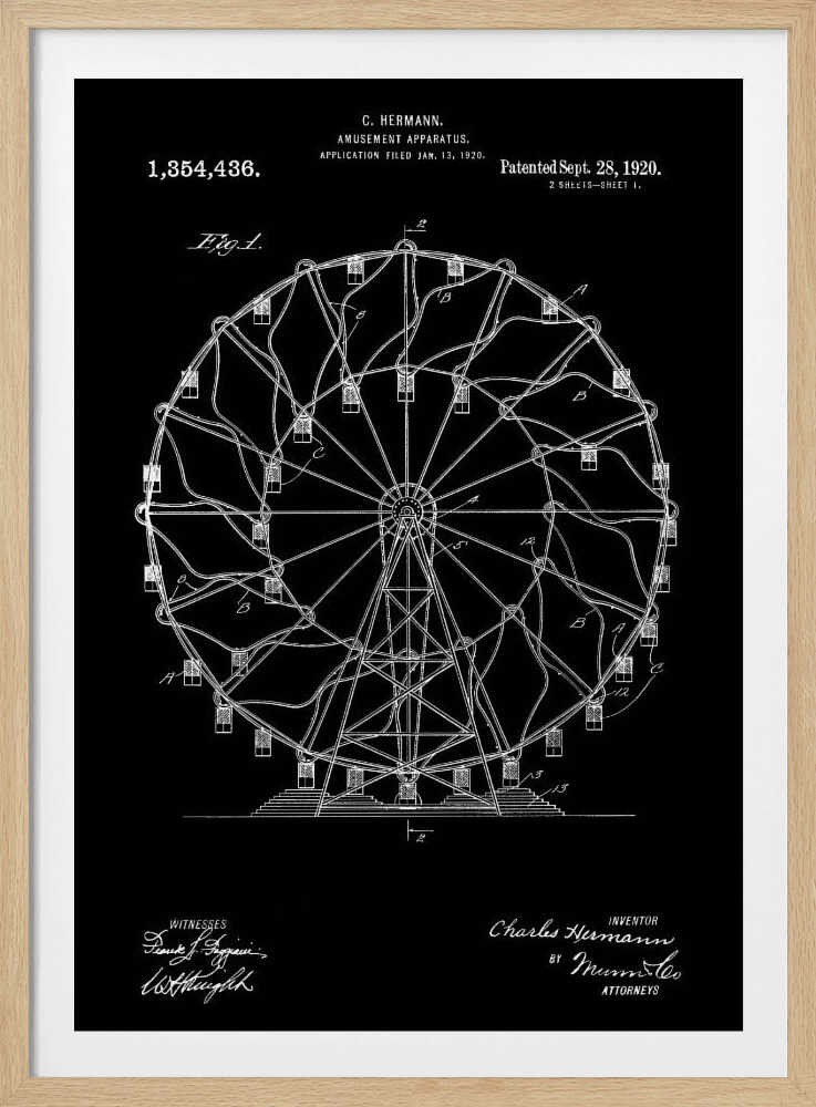 Amusement Apparatus Patent 1920 - Poster / Art Print