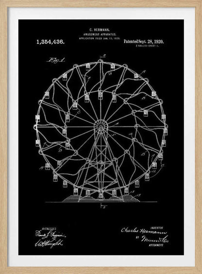 Amusement Apparatus Patent 1920 - Poster / Art Print
