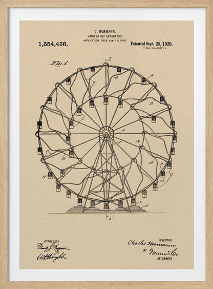 Amusement Apparatus Patent 1920 - Poster / Art Print