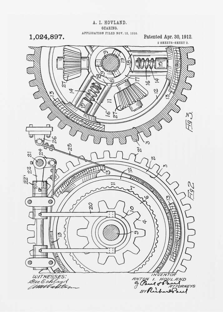 Gearing Patent 1912 - Poster / Art Print
