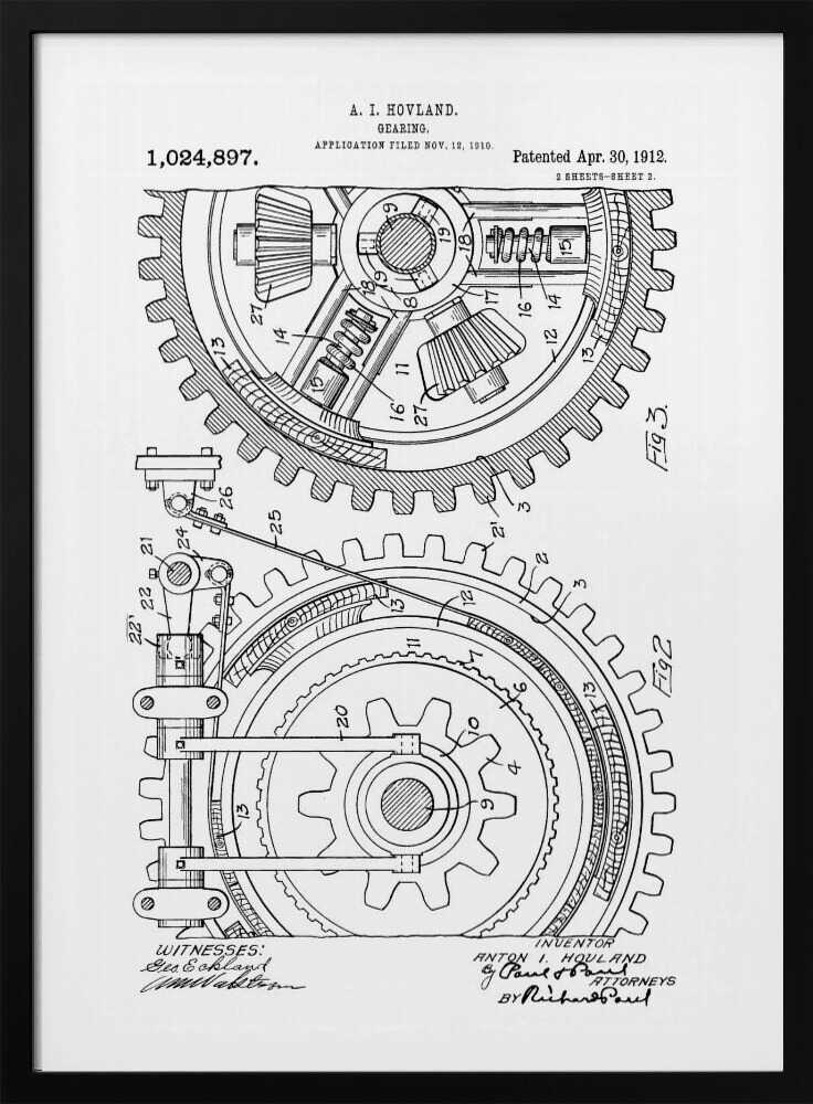 Gearing Patent 1912 - Poster / Art Print