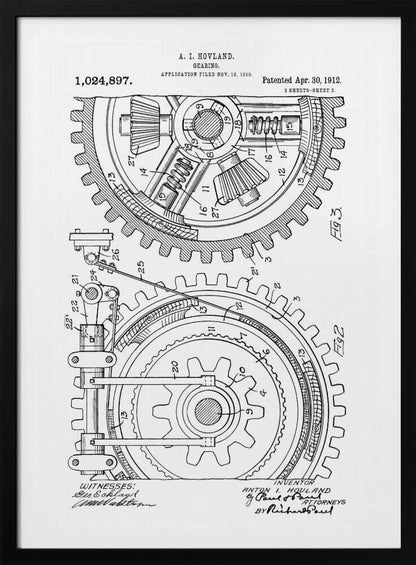 Gearing Patent 1912 - Poster / Art Print