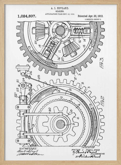 Gearing Patent 1912 - Poster / Art Print