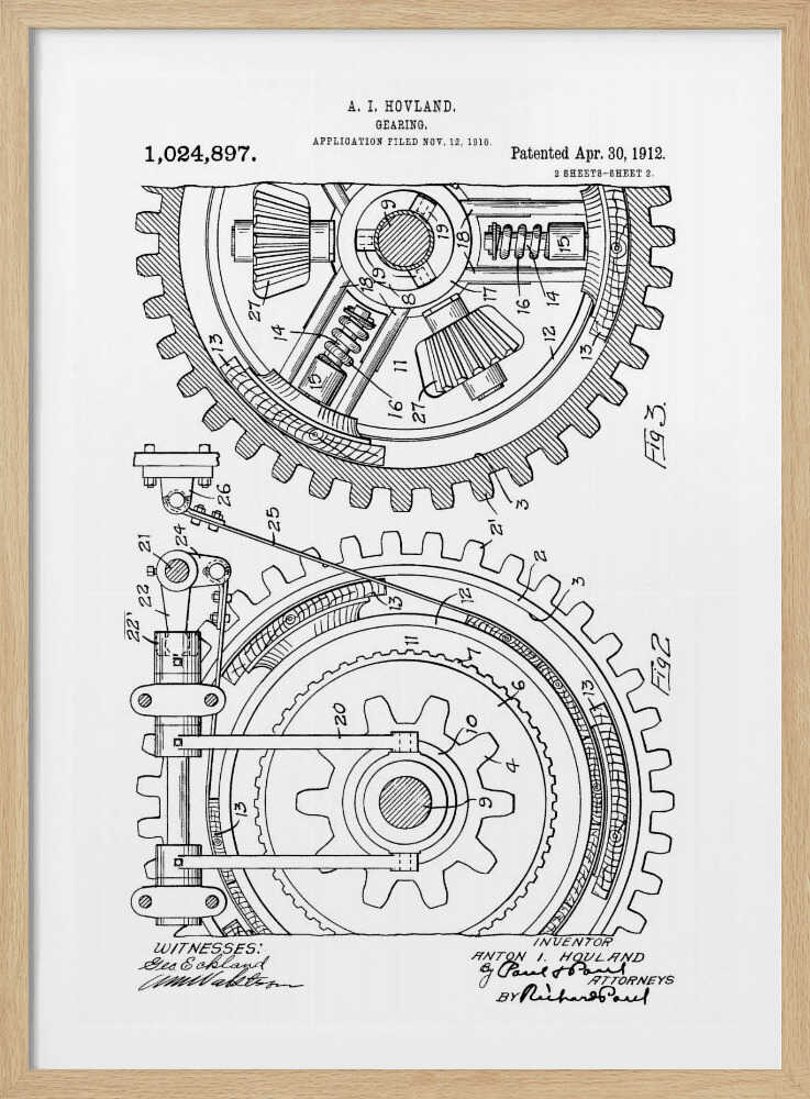 Gearing Patent 1912 - Poster / Art Print
