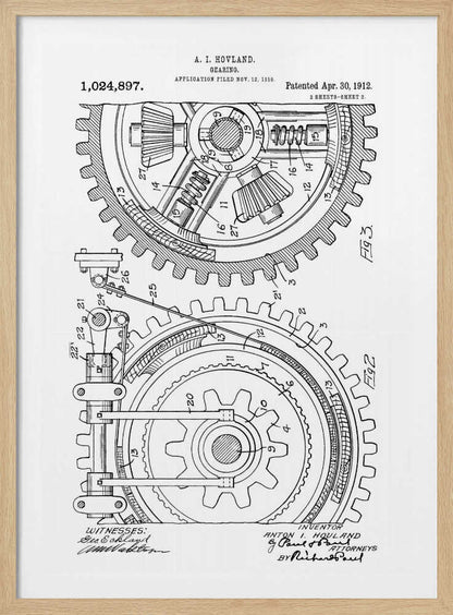 Gearing Patent 1912 - Poster / Art Print