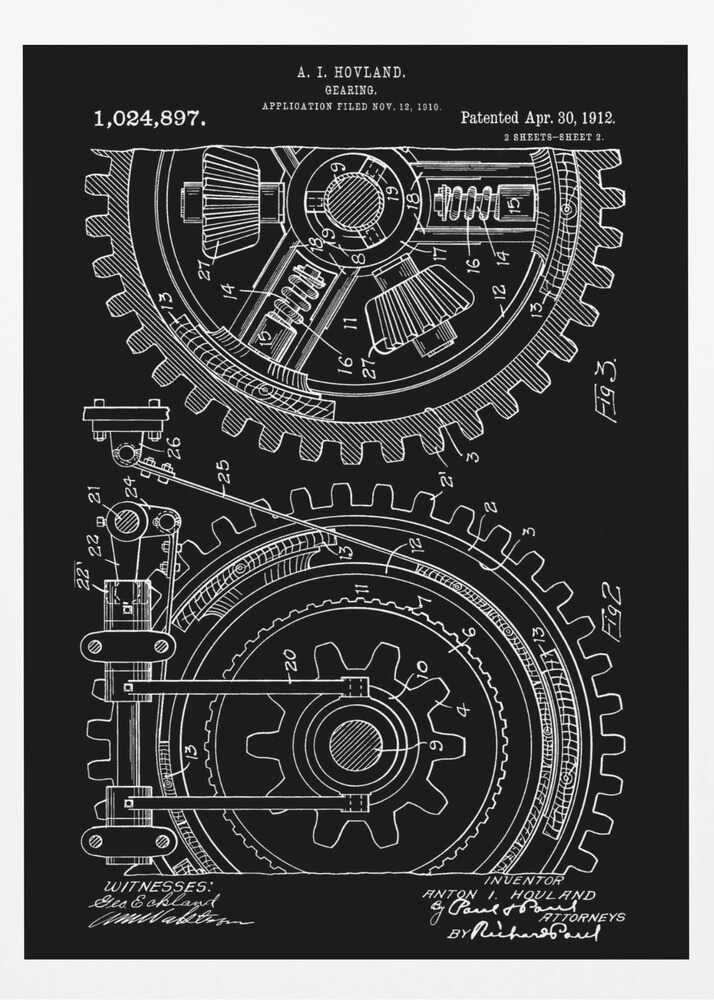 Gearing Patent 1912 - Poster / Art Print