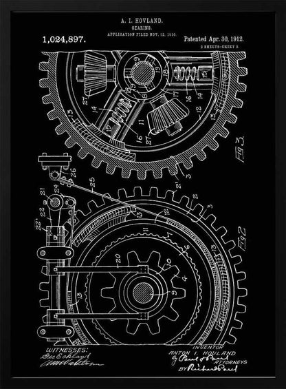 Gearing Patent 1912 - Poster / Art Print
