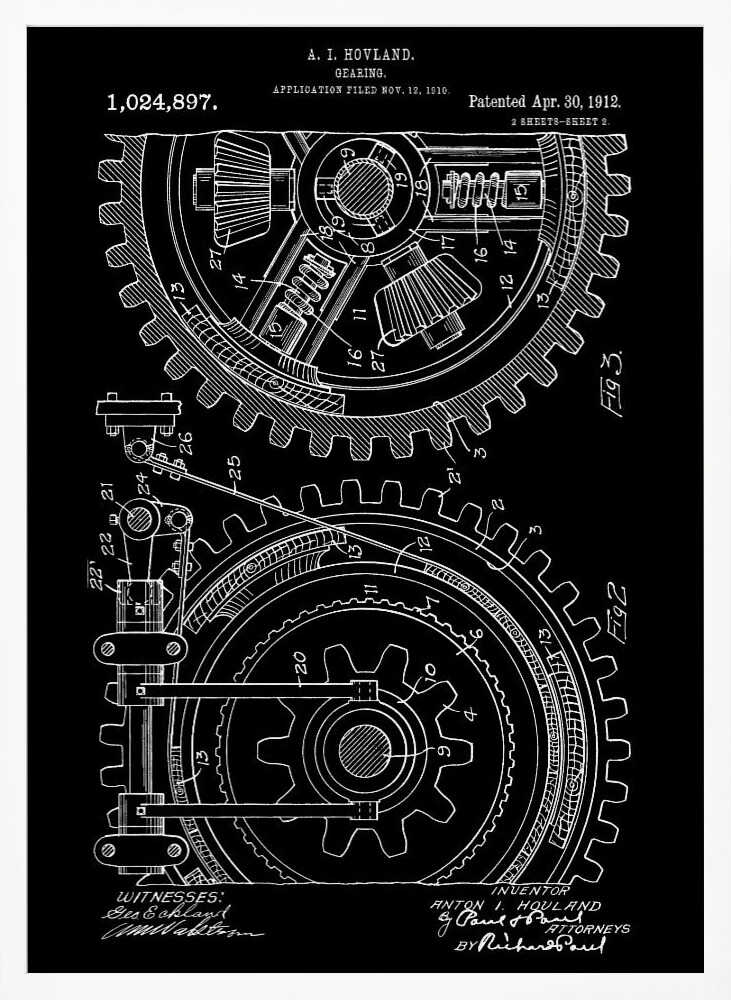 Gearing Patent 1912 - Poster / Art Print