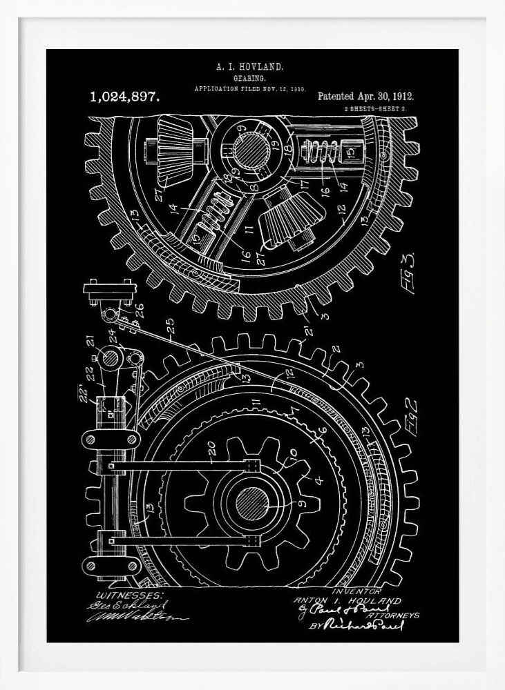 Gearing Patent 1912 - Poster / Art Print