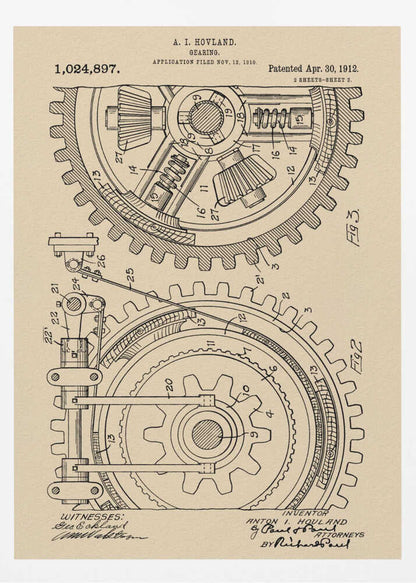 Gearing Patent 1912 - Poster / Art Print
