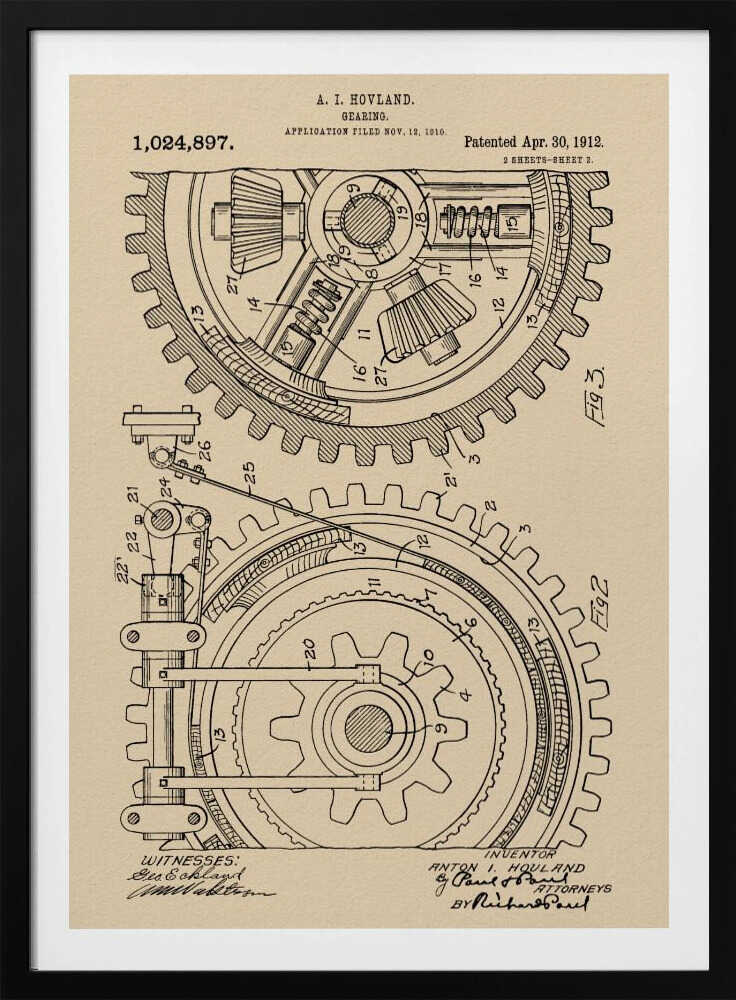 Gearing Patent 1912 - Poster / Art Print