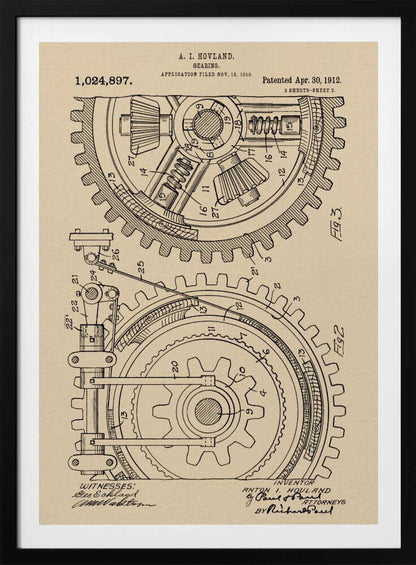 Gearing Patent 1912 - Poster / Art Print