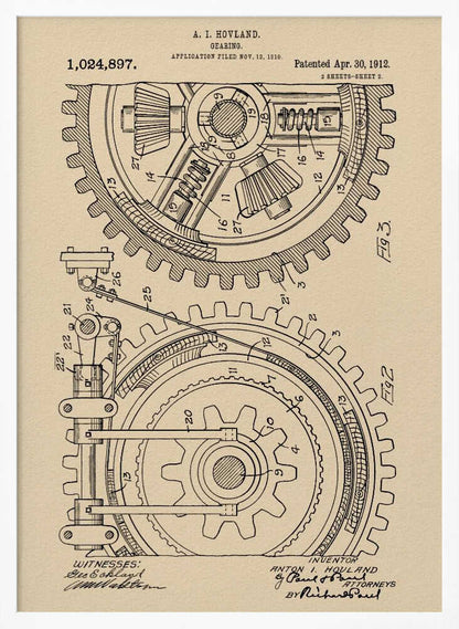Gearing Patent 1912 - Poster / Art Print