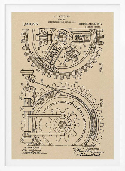 Gearing Patent 1912 - Poster / Art Print
