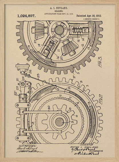 Gearing Patent 1912 - Poster / Art Print
