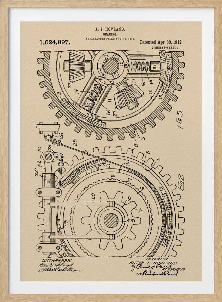 Gearing Patent 1912 - Poster / Art Print