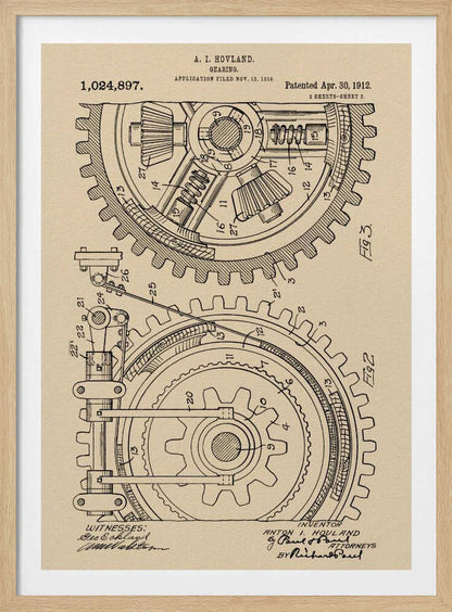 Gearing Patent 1912 - Poster / Art Print