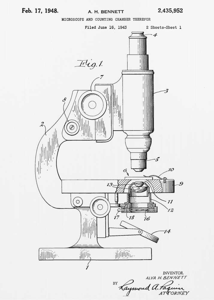Microscope Patent 1948 - Poster / Art Print