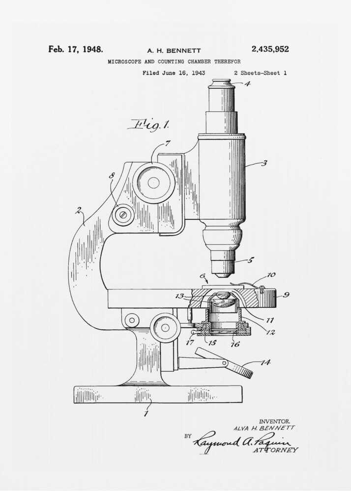Microscope Patent 1948 - Poster / Art Print