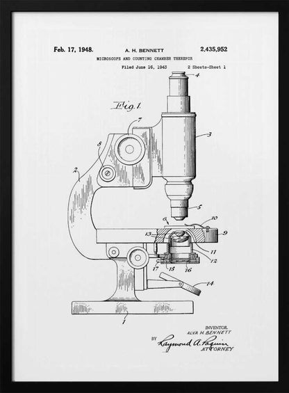 Microscope Patent 1948 - Poster / Art Print