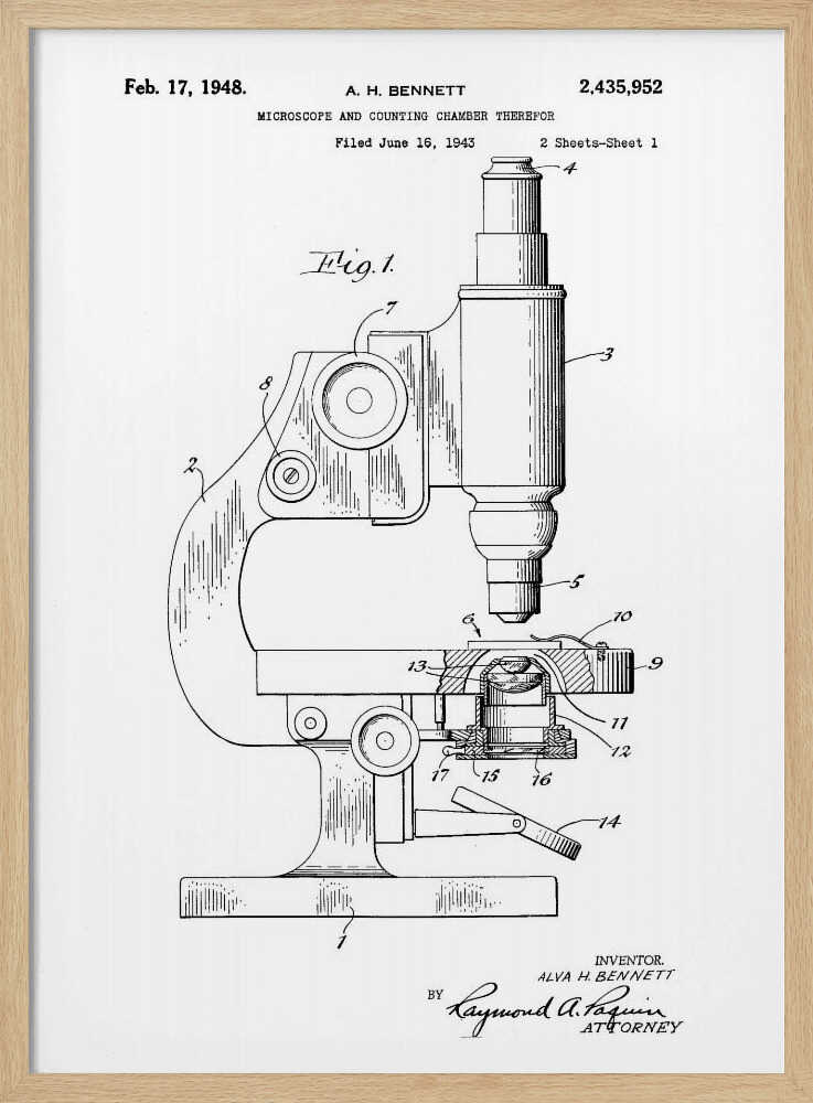 Microscope Patent 1948 - Poster / Art Print