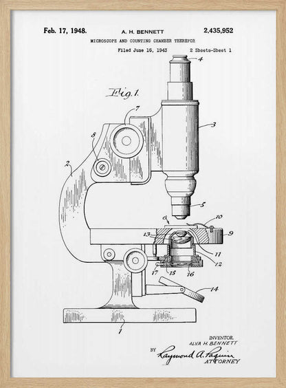 Microscope Patent 1948 - Poster / Art Print