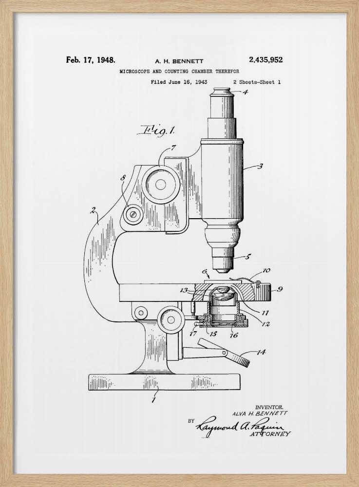 Microscope Patent 1948 - Poster / Art Print