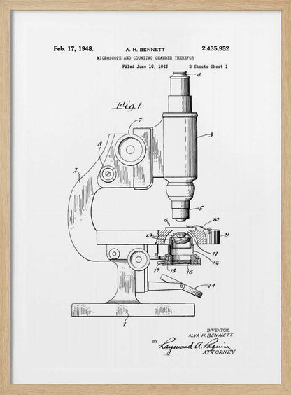 Microscope Patent 1948 - Poster / Art Print
