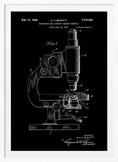 Microscope Patent 1948 - Poster / Art Print