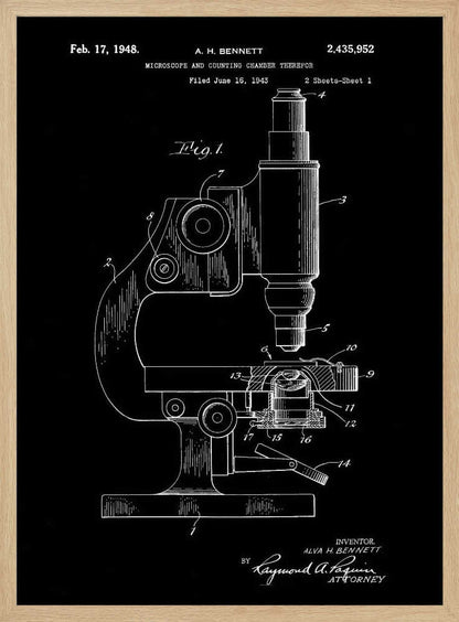Microscope Patent 1948 - Poster / Art Print