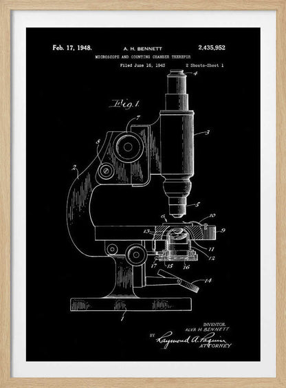 Microscope Patent 1948 - Poster / Art Print