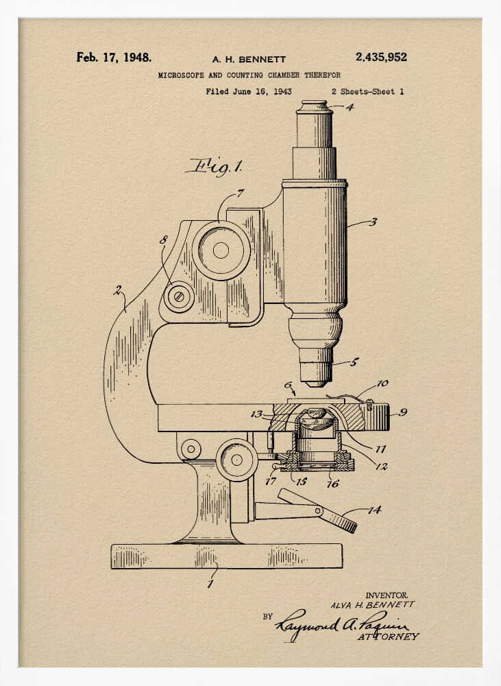 Microscope Patent 1948 - Poster / Art Print